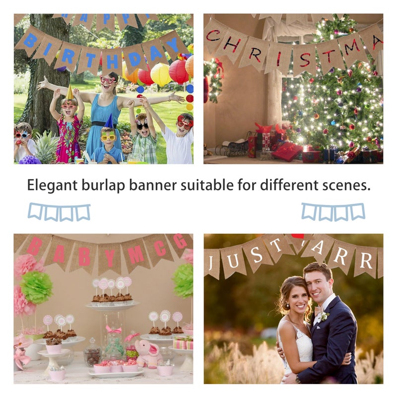 LaRibbons Burlap Banner, 15Pcs Burlap Banner Flags Blank, 5x7.5 inches 11.5ft DIY Party Decor for Christmas, Birthday, Wedding, Baby Shower and Graduation - Image 4